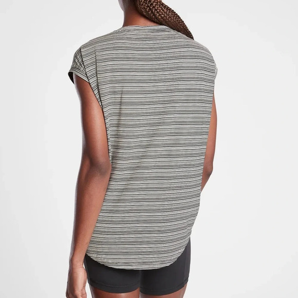Athleta Cloudlight Stratus Tee Sleeveless Gray Striped Top - Picture 2 of 6